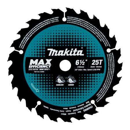 Makita Makita Carbide-Tipped Max Effcy Ultra-Thin Kerf Circular Saw Blade, Framing, 6-1/2inDia, 25 TPI B-62963